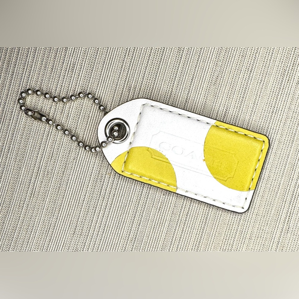 Coach White & Yellow Polka Dot Hangtag / Keychain / Fob / Bag Charm - 3” XL